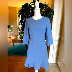 💙💙Banana Republic SHARP Light Blue 3/4 Sleeve Ruffled Hem Mini Dress Size 4💙